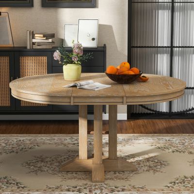 Farmhouse Round Extendable Dining Table