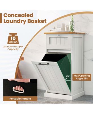 Laundry Cabinet Freestanding Basket Drawer Organizer Tilt Out Laundry Hamper