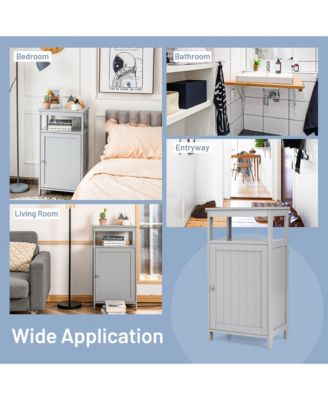 Wooden Bathroom Floor Cabinet with Multifunction Storage Rack Organizer Stand