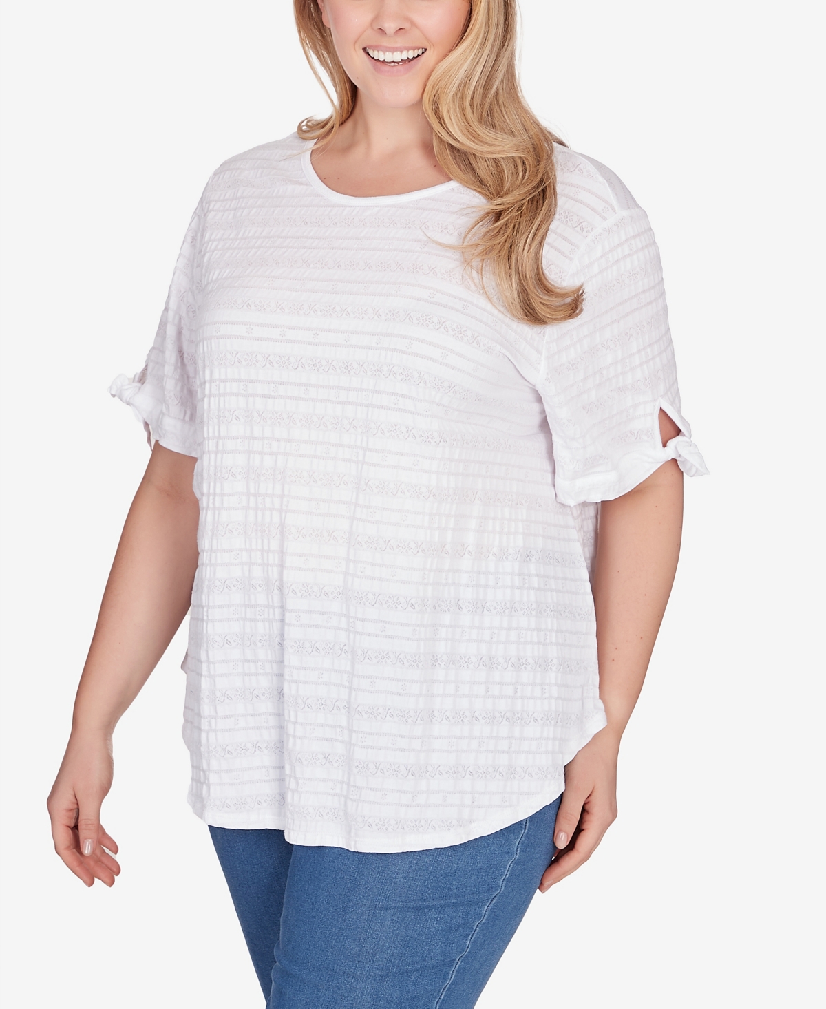 Ruby Rd. Plus Size Decorative Smocked Knit Top