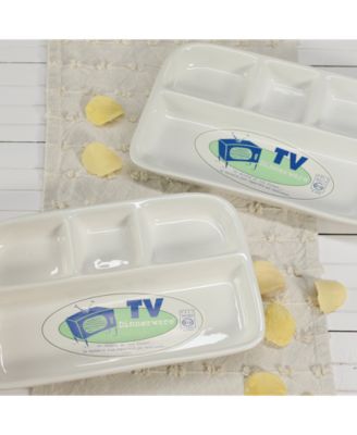 Porcelain Divided TV Tray, Set of 2