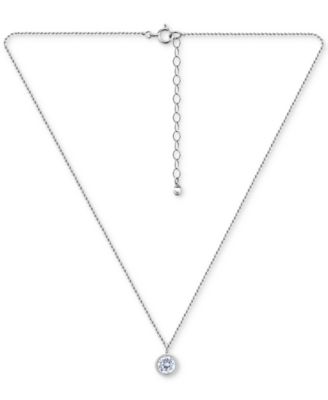 Cubic Zirconia Bezel Solitaire Pendant Necklace in 18k Gold-Plated Sterling Silver, 16" + 2" extender, Created for Macy's