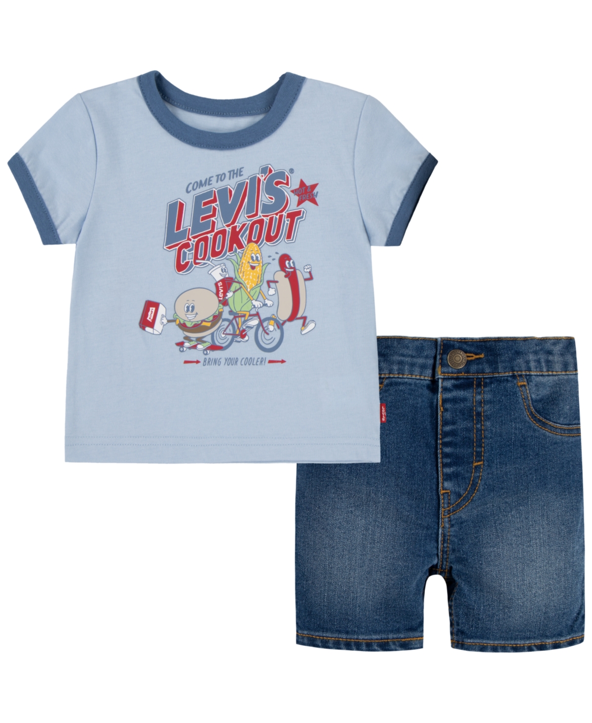 Levi's Baby Boys Cookout Tee And Shorts Set In Blue