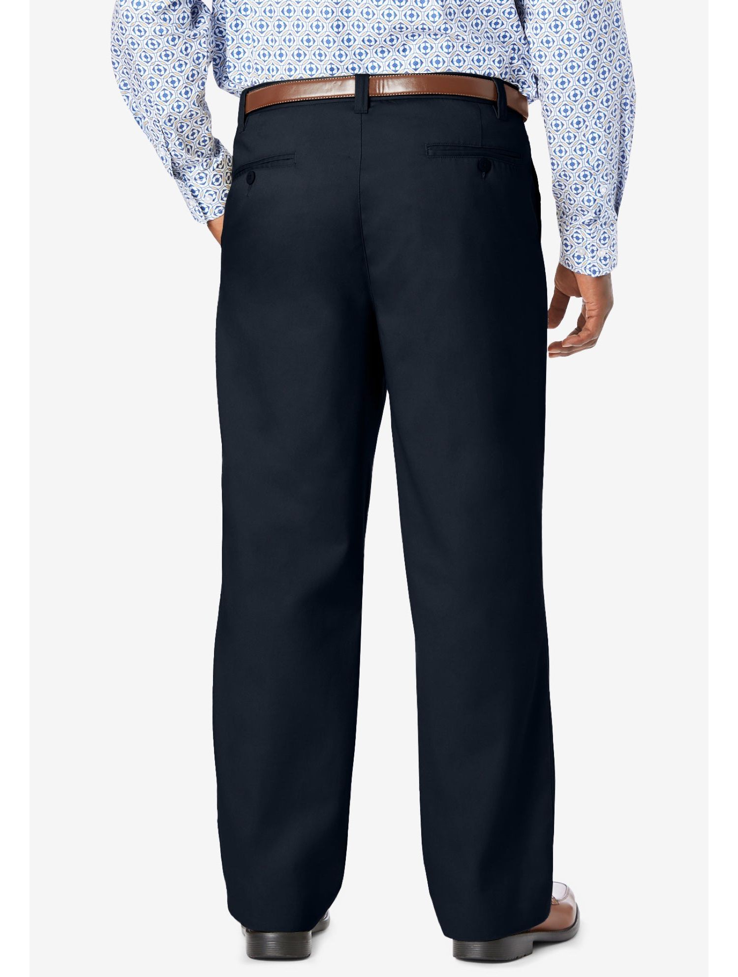 Men's Relaxed Fit Wrinkle-Free Expandable Waist Pleated Pants