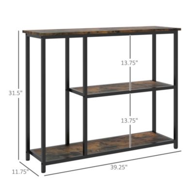 39" Console Table, Sofa Table with 2 Storage Shelves,