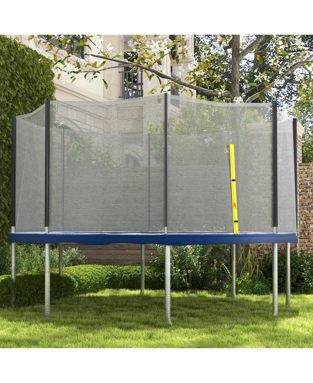 Soozier 14ft Trampoline Net Replacement with Yellow Zippered Entrance