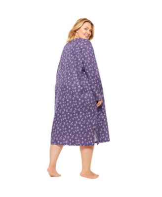 Plus Size Long-Sleeve Henley Print Sleepshirt