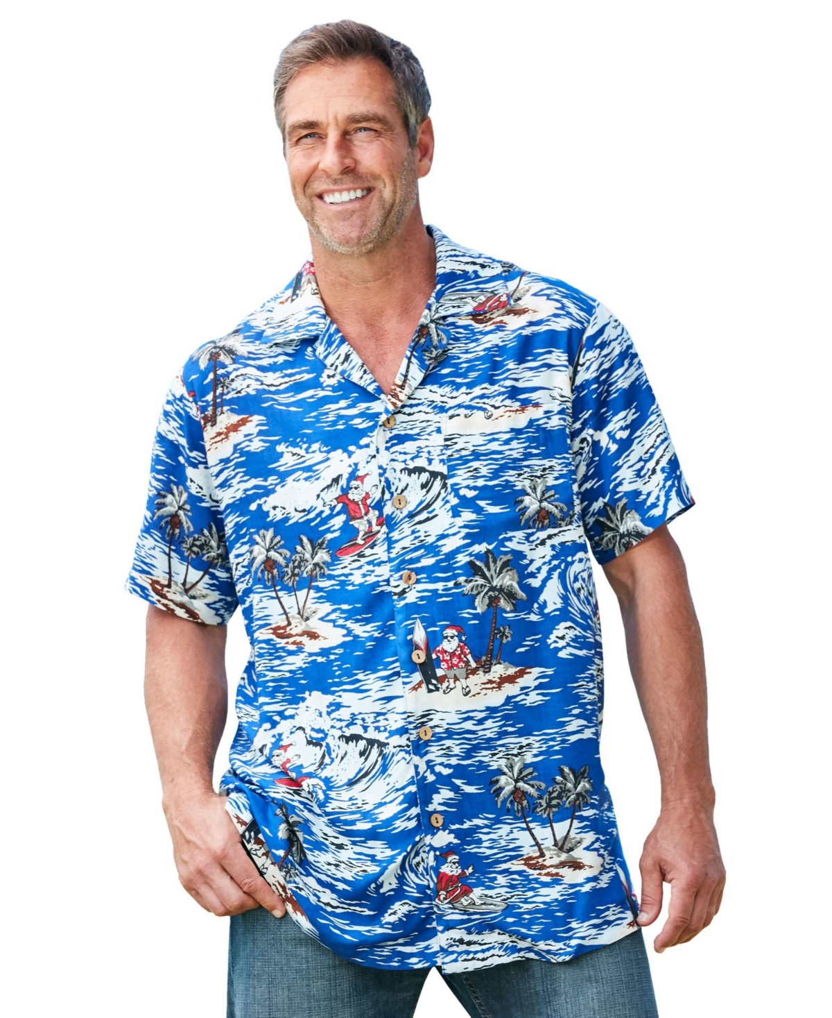 Big & Tall Ks Island Printed Rayon Short-Sleeve Shirt - Surfing pineapple