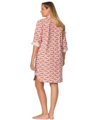 Plus Size Plaid Flannel Button-Front Sleepshirt