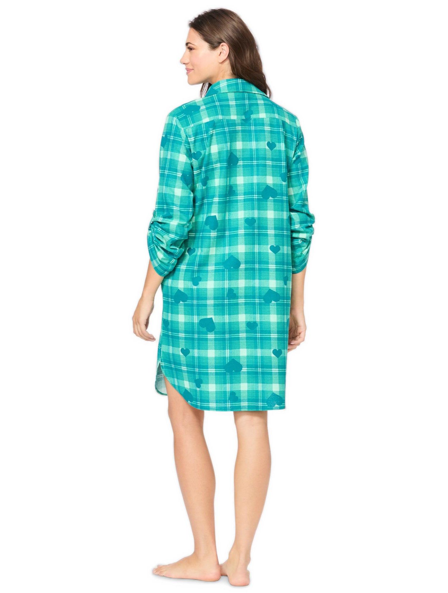 Women's Dreams and Co. Plaid Flannel Button-Front Sleepshirt