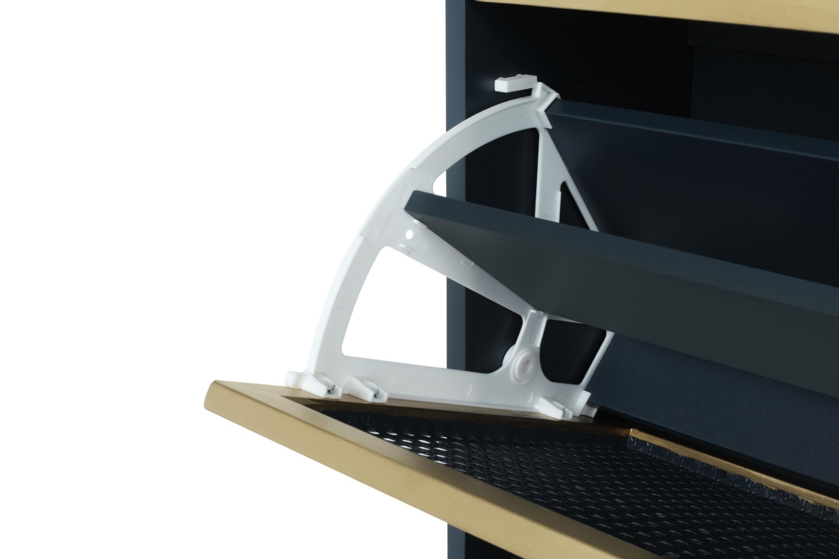 Streamdale Furniture 3 Metal Door Shoe Rack, Freestanding Modern Shoe Storage Cabinet, Metal Rattan, For Entryway