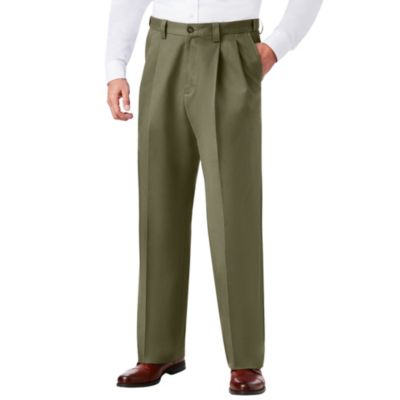 Men's Relaxed Fit Wrinkle-Free Expandable Waist Pleated Pants