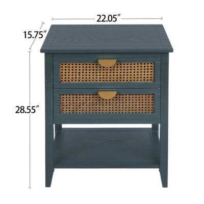 Rattan 2-Drawer Side Table