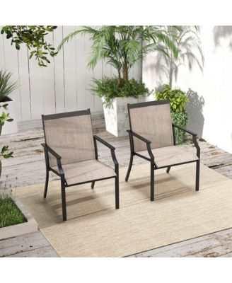4 Pieces Patio Dining Chairs Large Outdoor Chairs Breathable Seat & Metal Frame