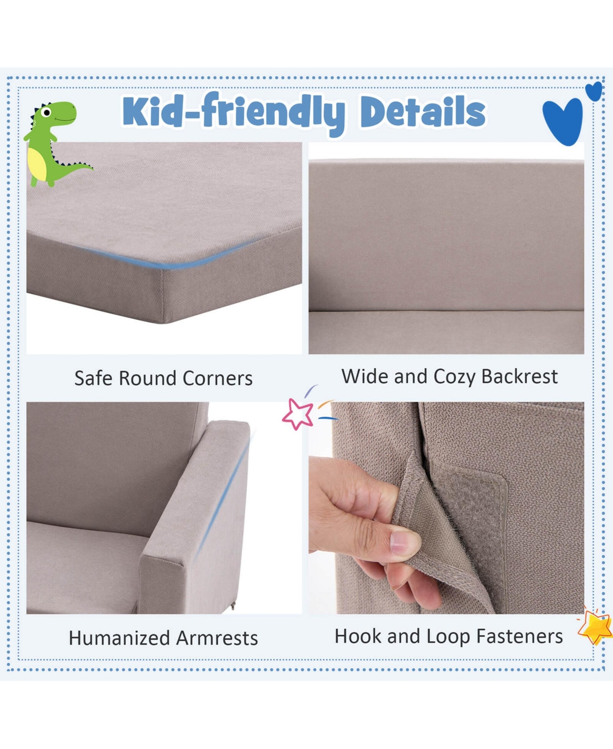 Costway 2-in-1 Toddler Fold out Couch Children s Convertible Sofa to Lounger
