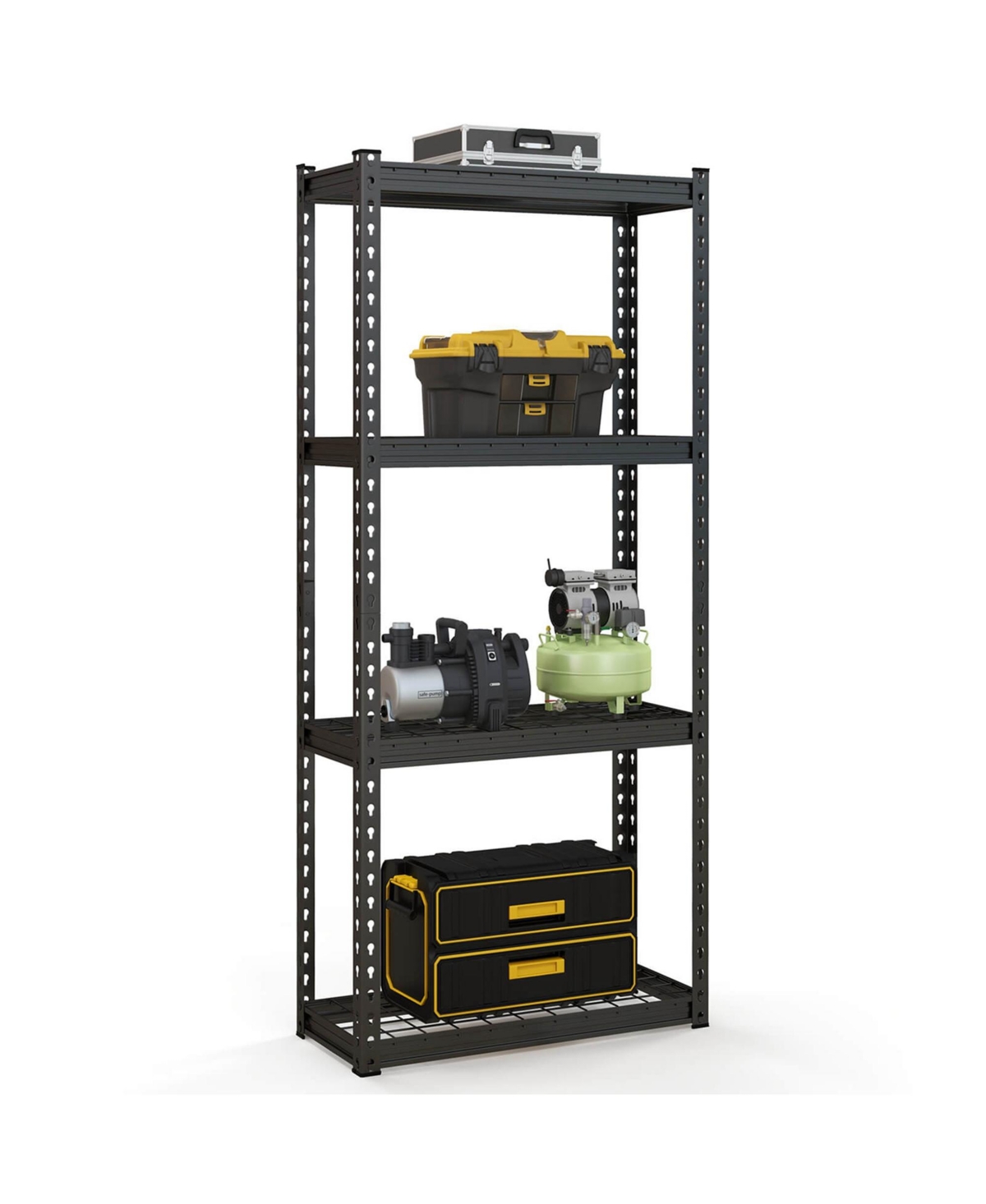 Costway 1 Pcs 4-Tier Metal Shelving Unit Heavy Duty Wire Storage Rack with Anti-slip Foot Pads