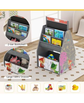 Kids Table & Chair Set with Rotatable Double-sided Magnetic Blackboard & Whiteboard
