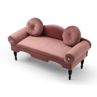 Modern Velvet Loveseat with Nailhead Trim & 2 Pillows