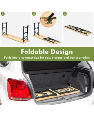 5.5 Ft Outdoor Folding Wood Picnic Table Height Adjustable Metal Frame