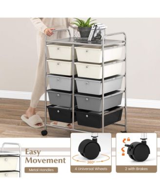 10-Drawer Storage Cart Utility Rolling Trolley Kitchen Organizer