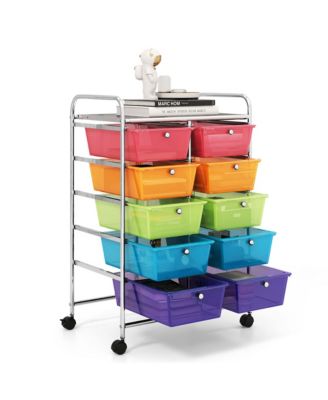 10-Drawer Storage Cart Utility Rolling Trolley Kitchen Organizer