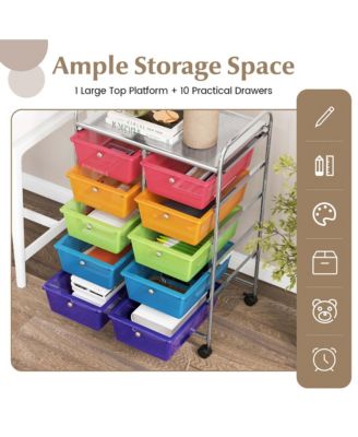 10-Drawer Storage Cart Utility Rolling Trolley Kitchen Organizer