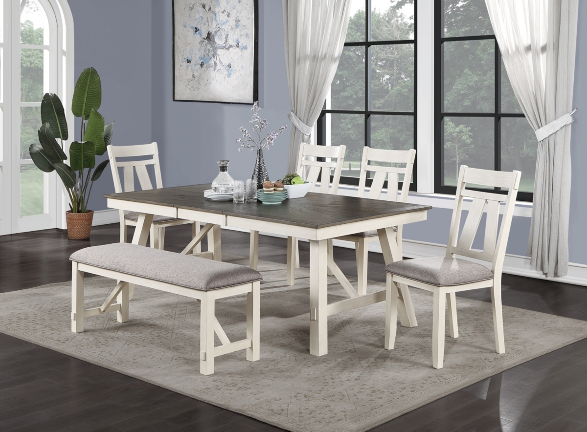 Streamdale Furniture Dining Room Furniture Set Of Chairs Fabric Cushion Seat Clean Lines Side Chairs - Antique white+gray