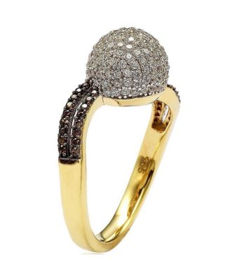 Suzy Levian Sterling Silver Cubic Zirconia Pave Ball Ring