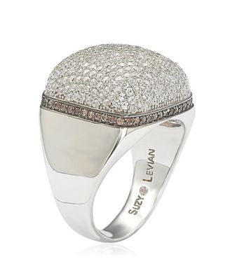 Suzy Levian Sterling Silver Cubic Zirconia Pave Dome Ring