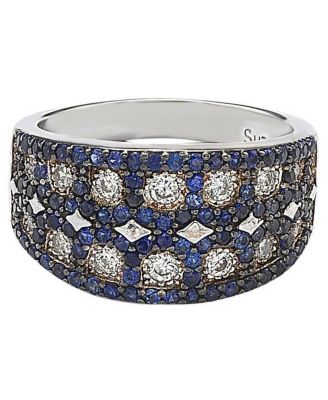 Suzy Levian Sterling Silver Cubic Zirconia Blue & White Mosaic Ring
