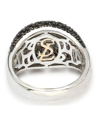 Suzy Levian Sterling Silver Cubic Zirconia Black and White Edge Ring