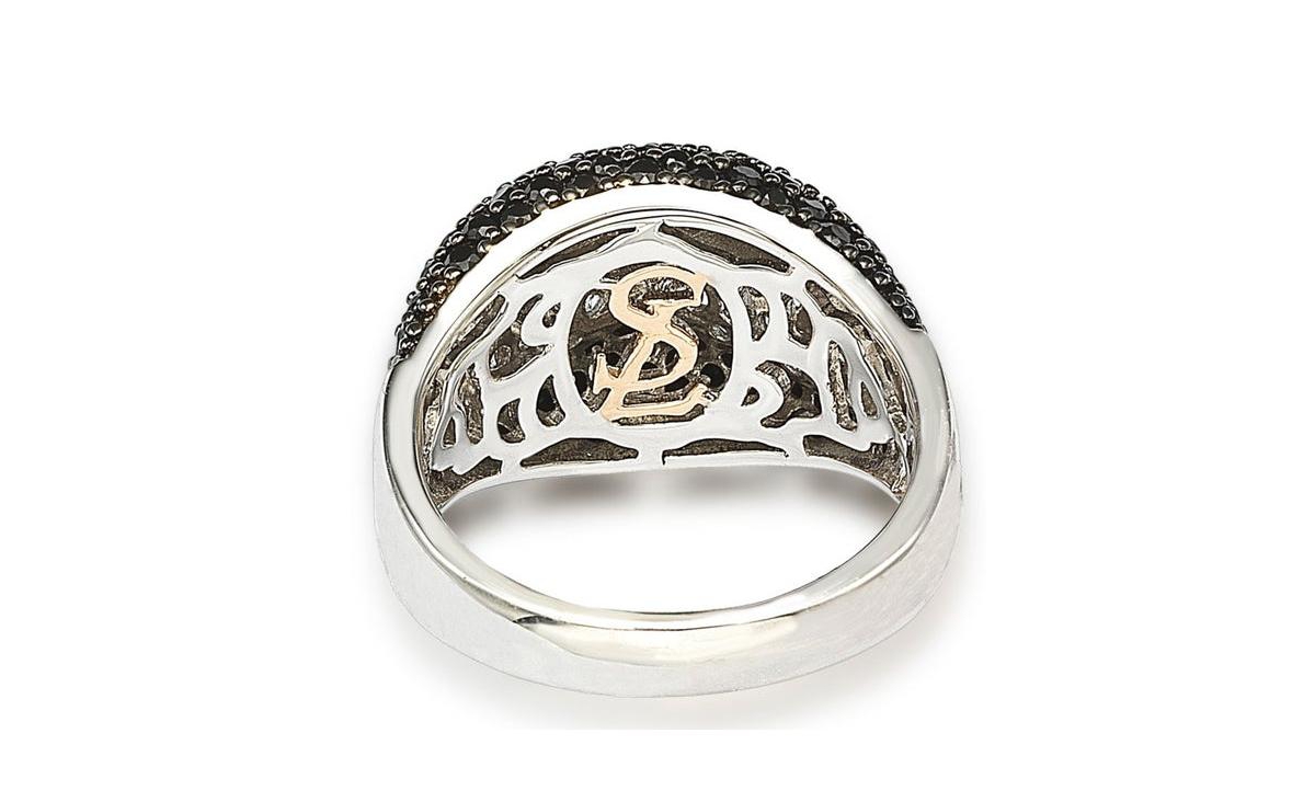 Suzy Levian New York Suzy Levian Sterling Silver Cubic Zirconiaand White Edge Ring - Black