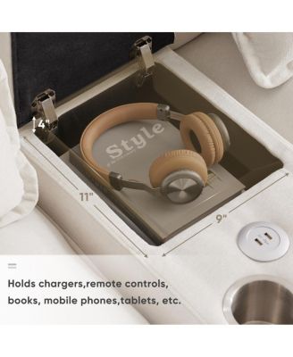  123" 6-Seat U-Shaped Sofa with Console, Cupholders, USB Ports