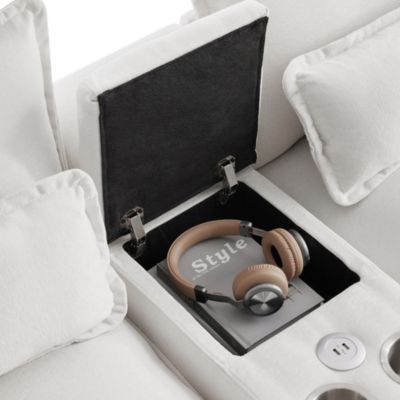  123" 6-Seat U-Shaped Sofa with Console, Cupholders, USB Ports