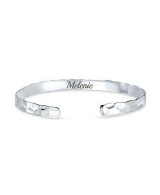 Medium Textured Honeycomb Stackable Hammered Bangle Cuff Matte Sterling Silver