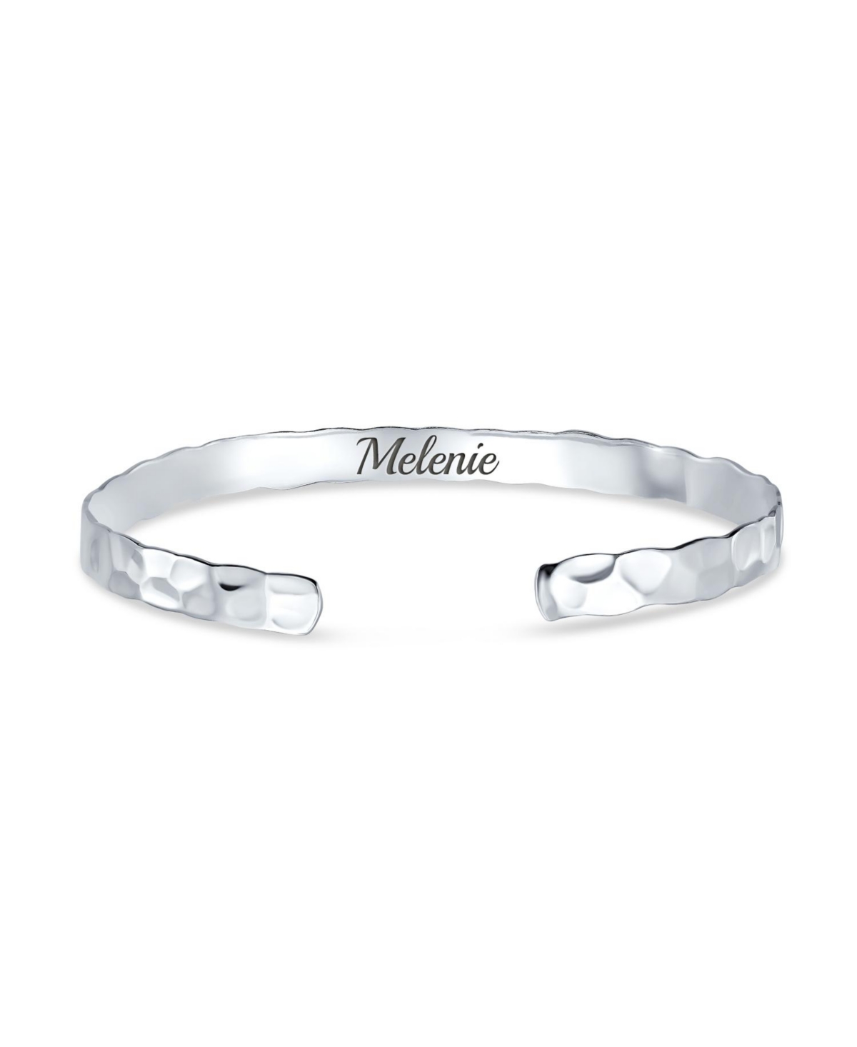 Bling Jewelry Textured Honeycomb Stackable Hammered Bangle Cuff For Women Matte Sterling Silver