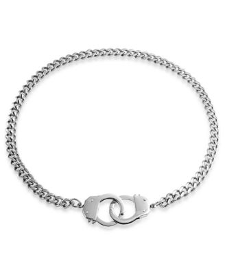 Biker Punk Rock Jewelry Necklace Large Chain Handcuff in Black Gold Silver - 20"