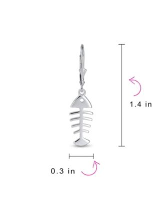 Nautical Ocean Lever back Dangle Earrings Fishbone 14K Gold Plated Sterling Silver