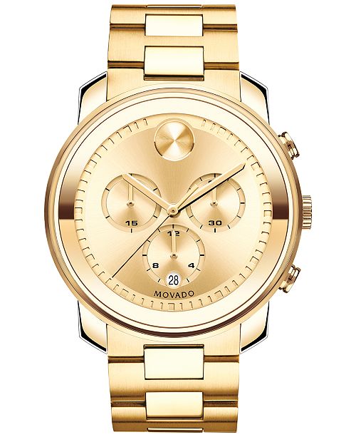 Movado Men S Swiss Chronograph Bold Gold Ion Plated Stainless