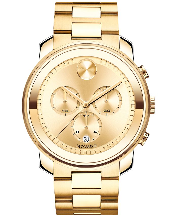 Movado - Men's Swiss Chronograph Bold Gold Ion-Plated Stainless Steel Bracelet Watch 44mm 3600278