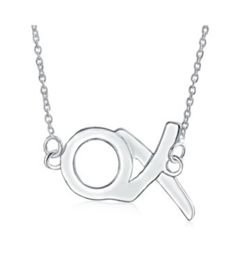 Minimalist Hugs And Kisses XO Station Pendant Necklace Sterling Silver With Chain