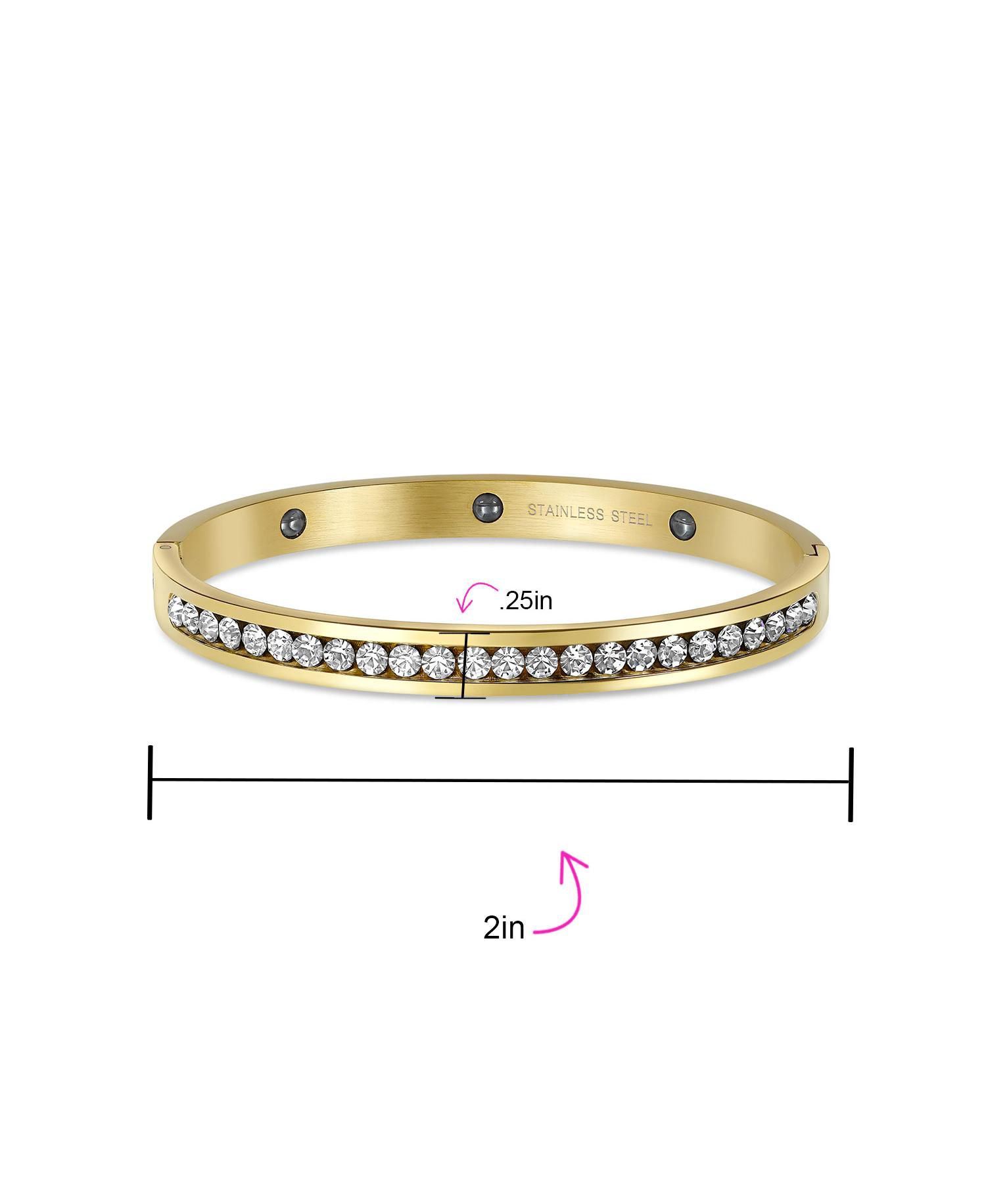 Stacking CZ Channel Set Bangle Bracelet CZ Silver Tone Stainless Steel