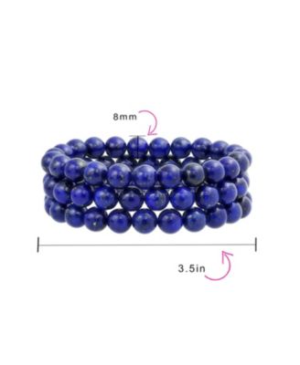 Stackable Set Of 3 Natural Stone Round Bead 8MM Multi Strand Stretch Bracelet