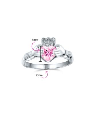 Sorority Sister BFF Celtic Irish Friendship Promise CZ Cubic Zirconia Crown Heart Claddagh Ring.925 Sterling Silver