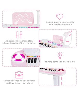 37-Key Kids Piano Keyboard Playset Electronic Organ Light