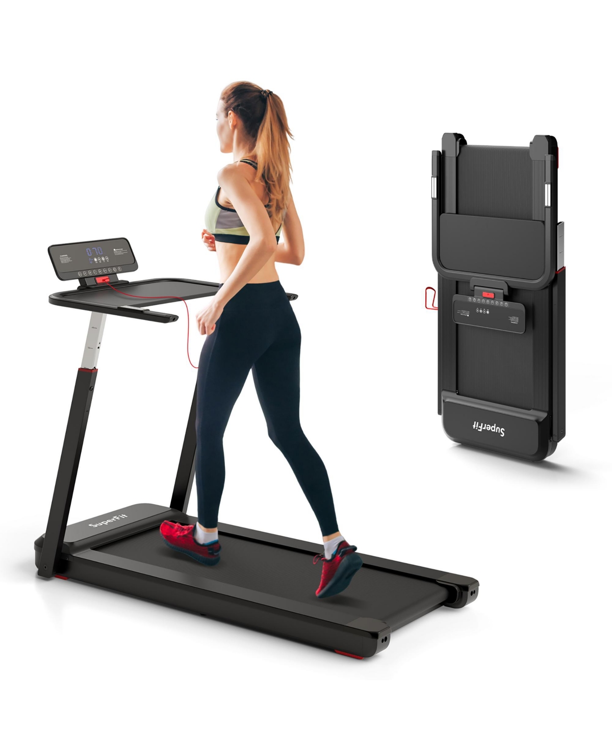 3HP Running Machine Folding Treadmill - Black