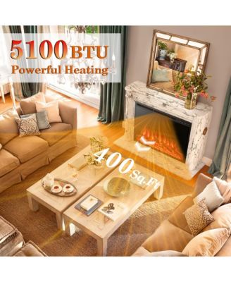 Electric Fireplace Insert Heater Log Flame Effect w/ Remote Control
