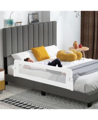 Kids Bed Rail Guard with Adjustable Strap and Fold-Down Design for Easy Access