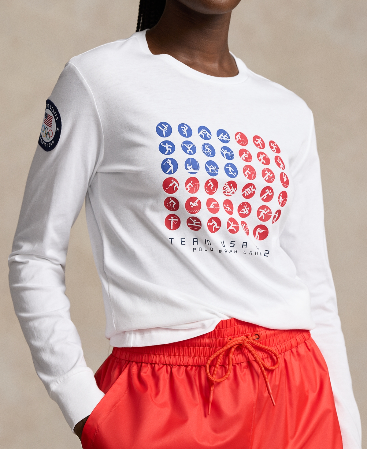 Polo Ralph Lauren Women's Team Usa Graphic Jersey Long-Sleeve Tee