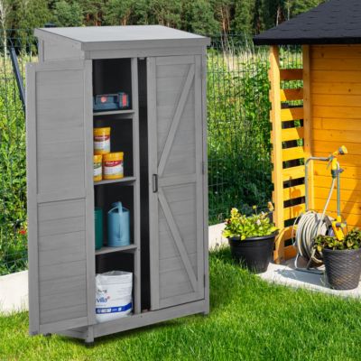 Garden Shed with Metal Top and Wood Frame